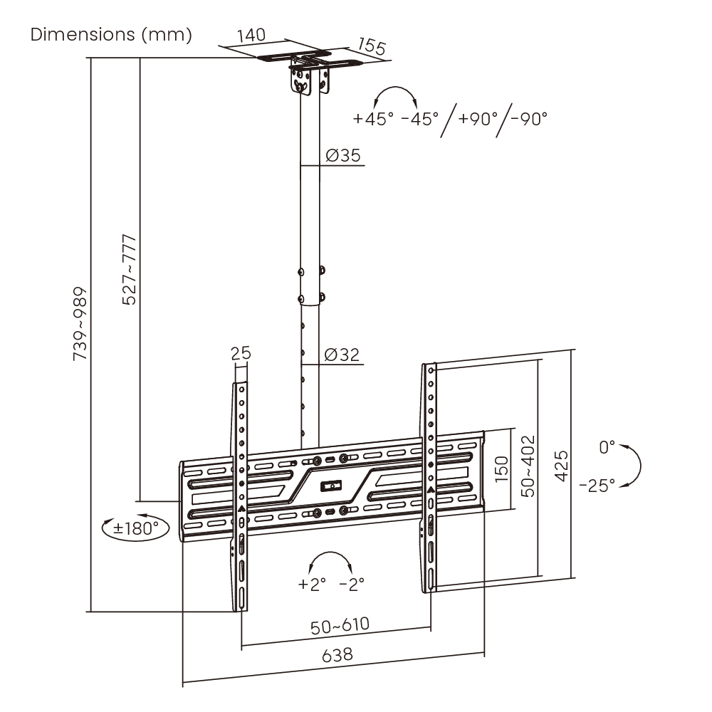 Crea CM90T, Tavan Askı Aparatı (37"-86") - 8