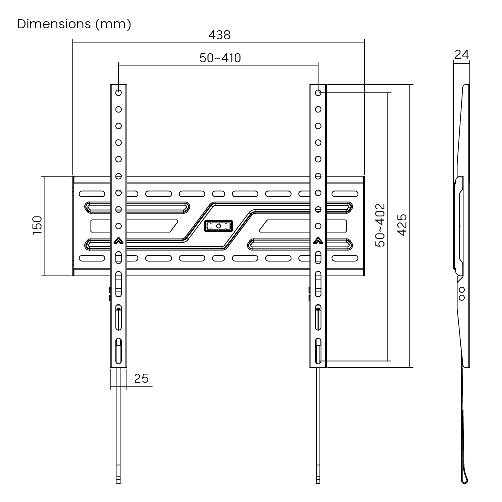 Crea PL55F Fixed TV Wall Mount (32"-75") - 7