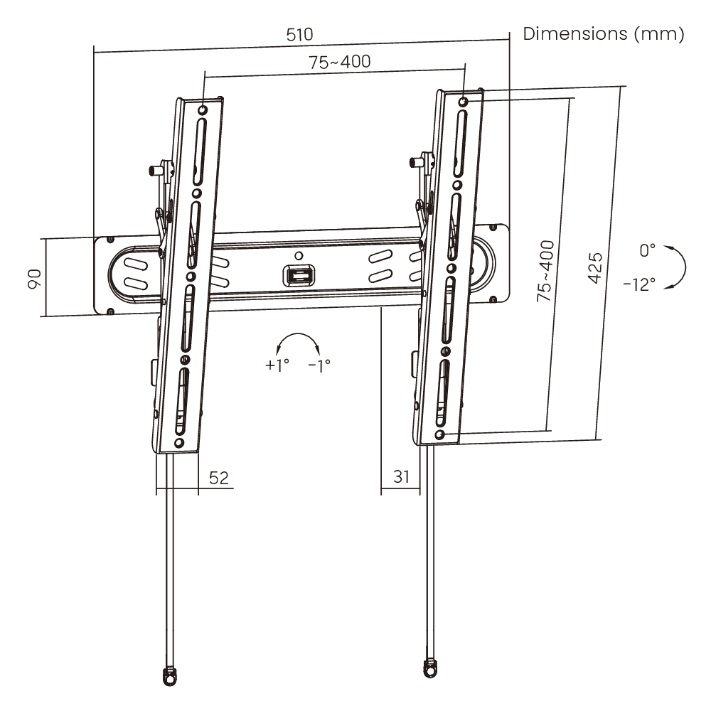 Crea SP50T, Sabit TV Duvar Askı Aparatı - Açılı (32"-65") - 6